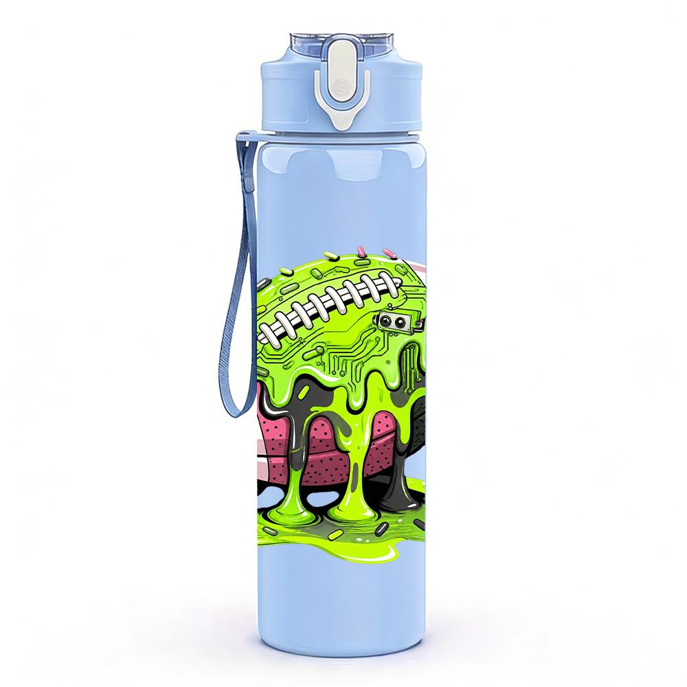 1PC Slime Covered Football Figure 750ml Color Plastic Water Bottle Leakproof Flip Straw Lid For Sports Office Home Use