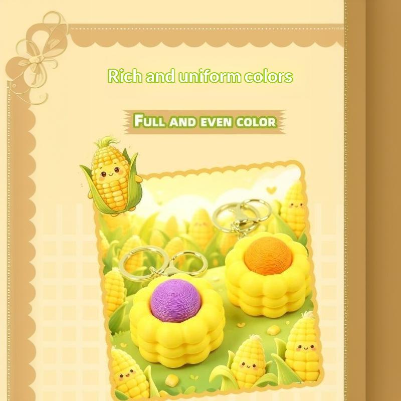 3D Printed Corn Clicker Keychain Durable Stress Relief Fidget Toy Crisp Click Sound for ADHD Kids Adults Relaxing
