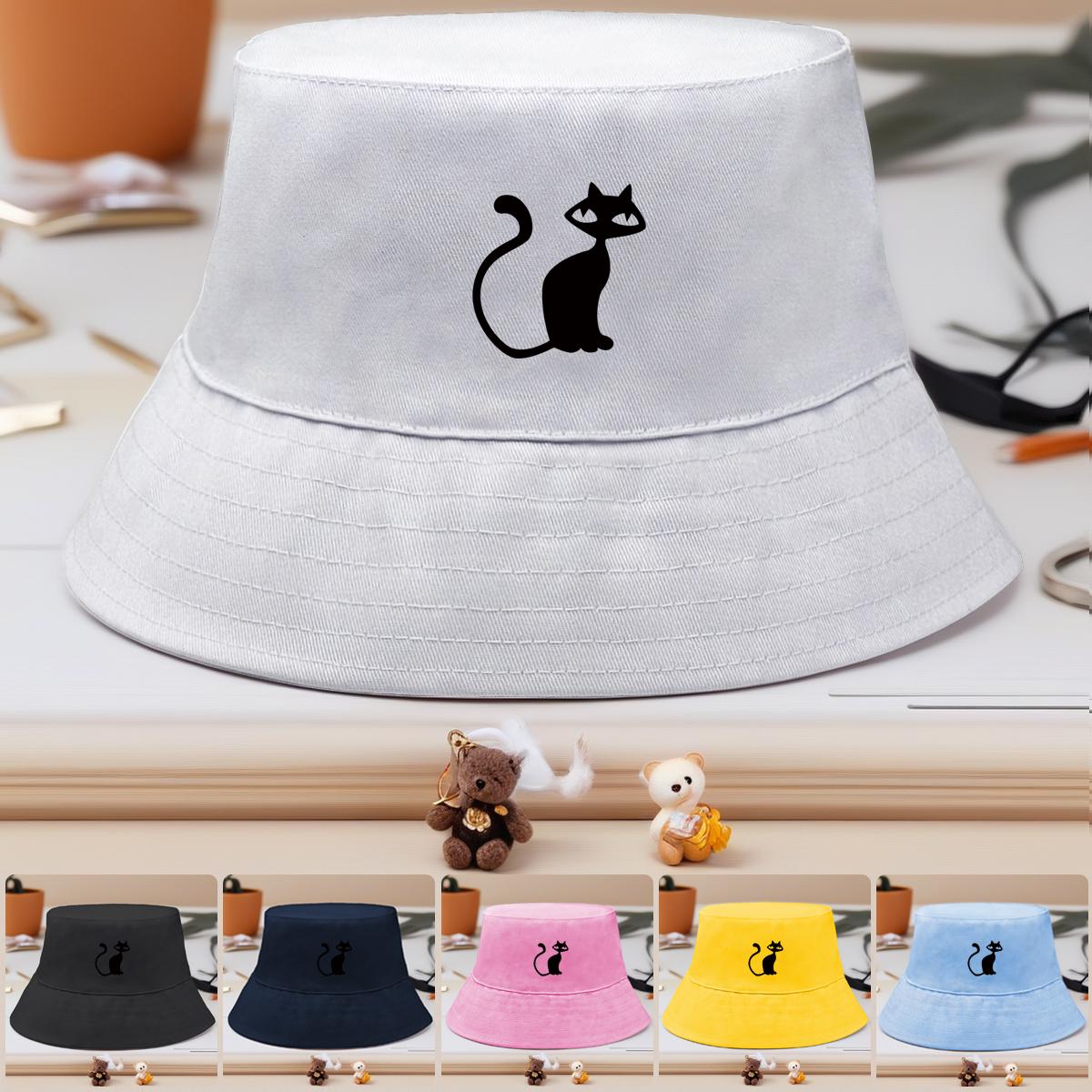 

Bucket Hat With Black Cat Print , Animal Fisherman Hat Hip Hop Summer Foldable Fishing Cap as the picture жовтий