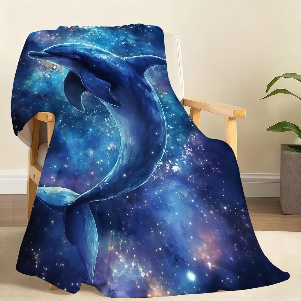 Enchanting Dolphin Cosmic Starry Night Blanket Soft Throw Blanket for Home Bedroom Bed Sofa Picnic Travel Office Blanket Gift