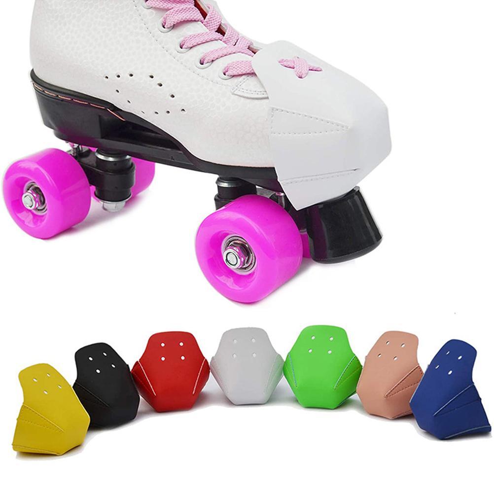 2 Pair Toe Guards Protectors PU Leather Roller Skate Protectors with 4 Holes for Roller Skate