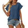 Women's Spring and Summer New Solid Colour Round Neck Sweet Short-sleeved T-shirt Hollowed Out Tops
