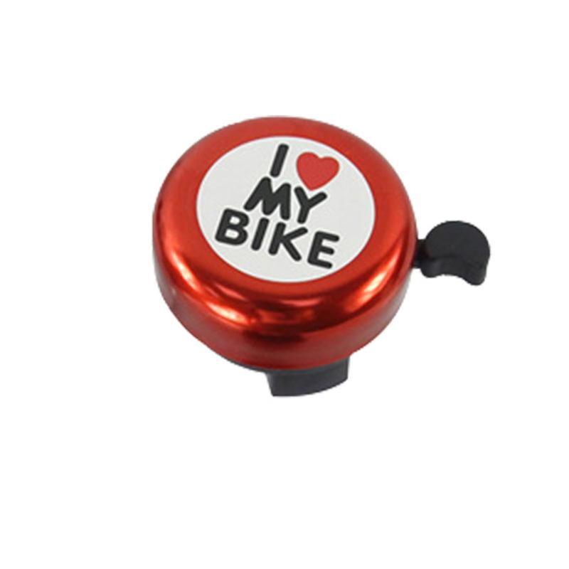 RTS Hot Sale Small Lovely Bicycle Bell I Love My Bike Logo Clear Volume Rich Color Safe Travel Bike Horn