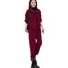 2 Pçs/set Mulheres Casaco Calças Conjunto Grosso Plush Forrado Simples-breasted Gola Virada Manga Comprida Jaqueta Cordão Cintura Elástica Calças Inverno