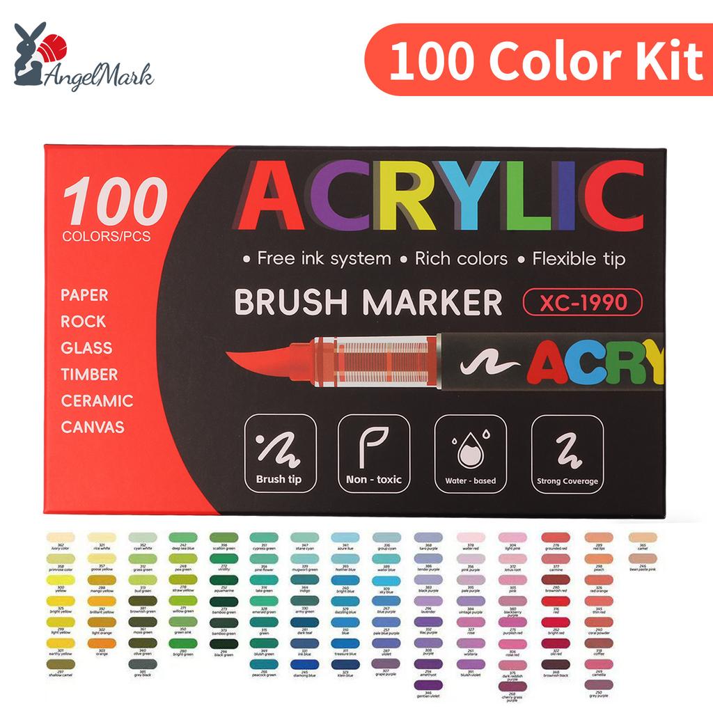 12/24/36/48 Color Acrylic Paint Pen Markers Brush Tip Paint Marker For Rock Painting Wood Canvas Stone Graffiti Gift DIY Craft