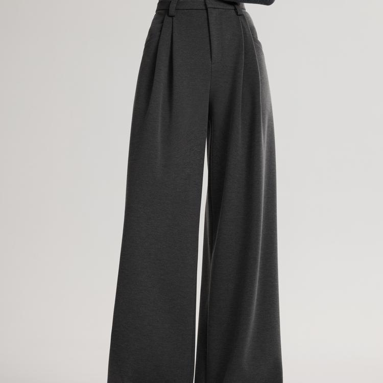 ELLE French Style Loose Versatile Comfortable Slimming Draped Wide Leg Straight Pants Women Pants EK49464