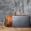 NZPJ Vintage Genuine Leather Men's Travel Bag Crazy Horse Leather Duffel Bag Large Capacity Top-Layer Cowhide Handbag Crossbody