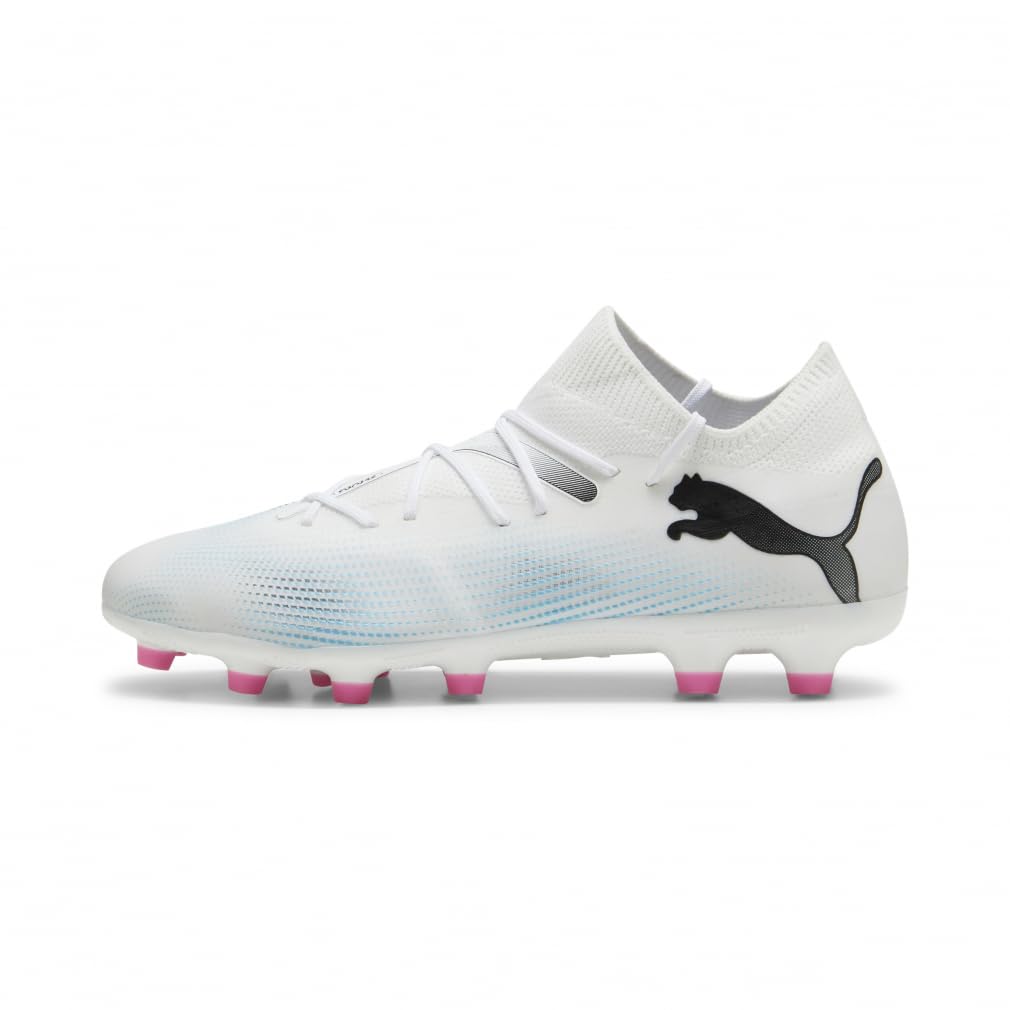 PUMA Future 7 Match Soccer 2024 Pink Size cm Cleats, HG/AG, 107718, Spring/Summer Colors White, Black/Poison (01), 27.0