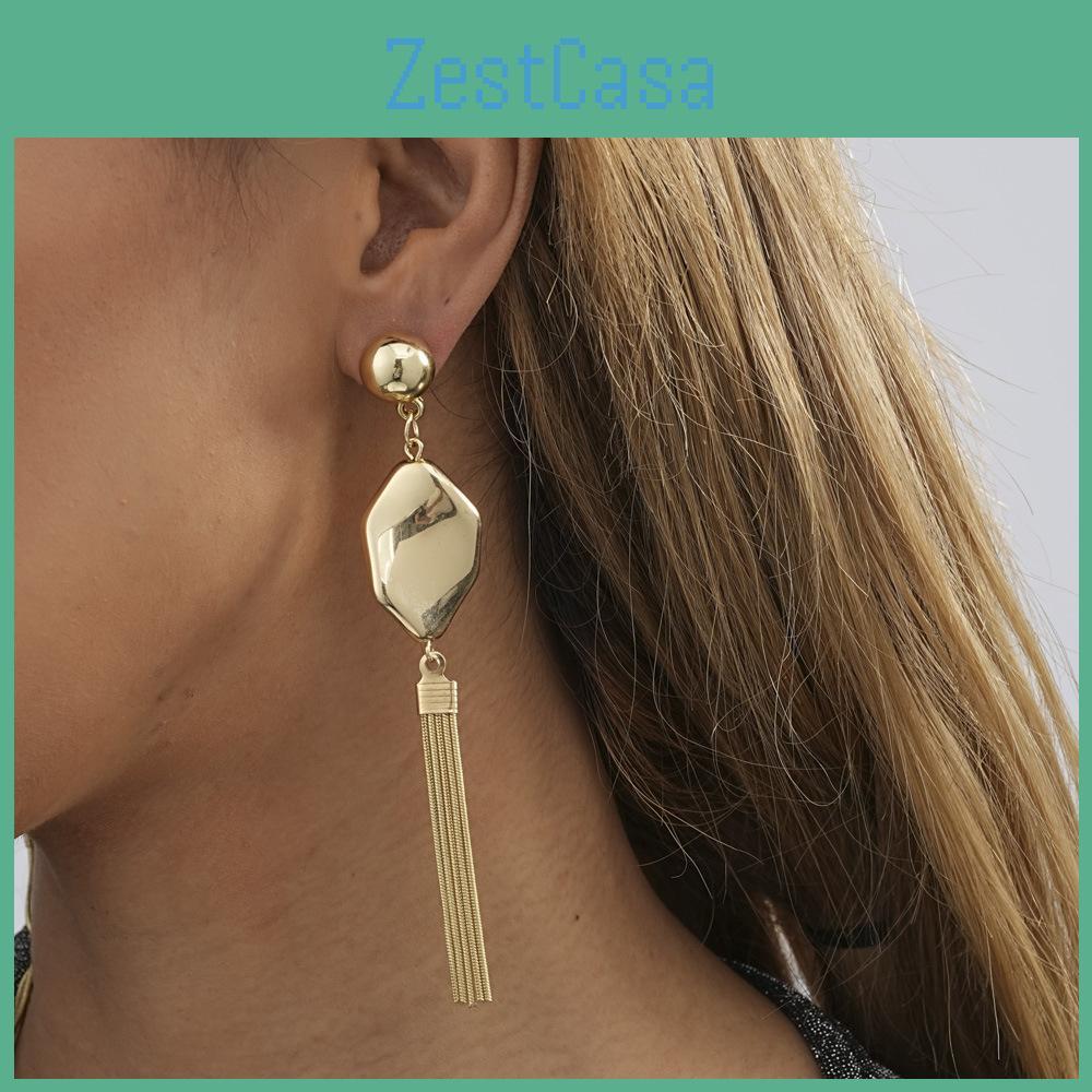 Elegant Geometric Tassel Long Earrings For Women 2023 Gold Fashion Jewelry