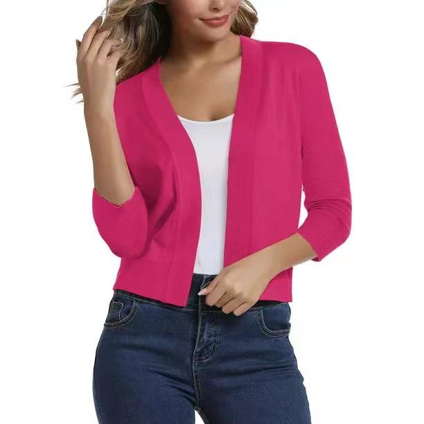 Versatile Women's Knit Cardigan Sweater - Simple, Short Jacket for Spring and Autumn