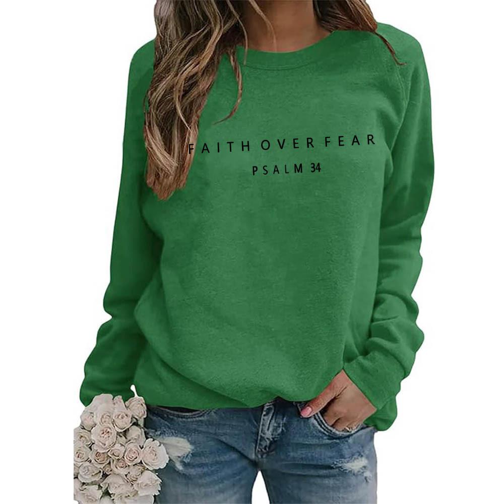 Women's Crew Neck Long Sleeve Loose Fit Sweatshirt Casual Letter Graphic Pullover