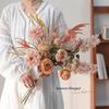 French Retro Handheld Artificial Flower Bouquet - Realistic Decorative Fake Floral Photography Props for Home Decor.
