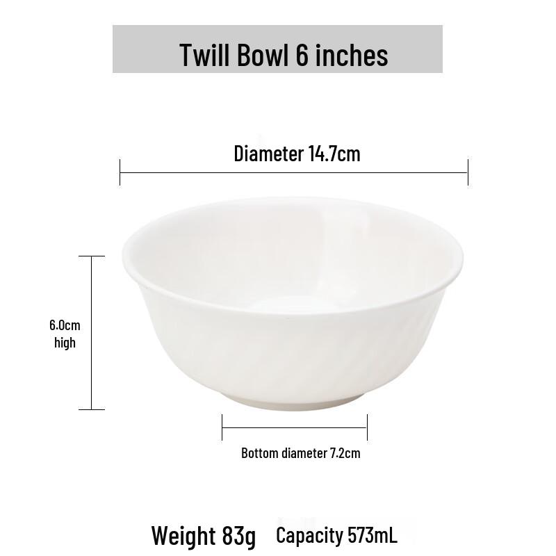 QXING 6-inch White Melamine Slanted Bowl (10-Pack)