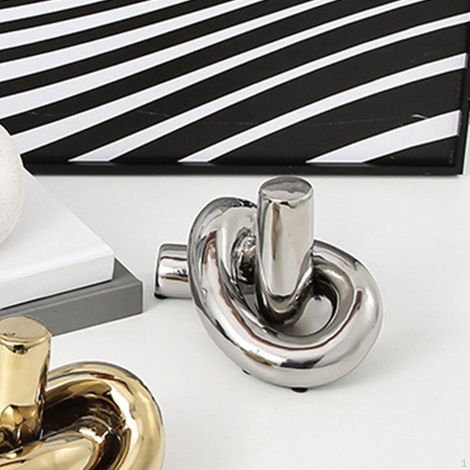 Керамическая статуя с нерегулярным узлом, абстрактная скульптура, креативная для полки серебряный