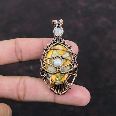 Böses Auge Maligano Jaspis Anhänger Kupferdraht umwickelter Anhänger Handgefertigter Edelsteinschmuck Regenbogenmondstein Anhänger Einzigartiger Schmuck Geschenk für Mama