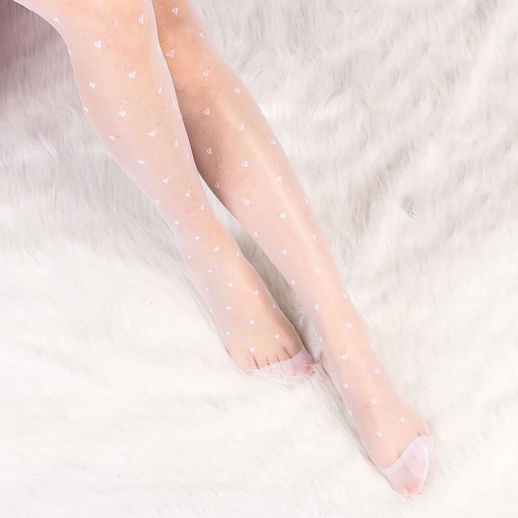 Women's Sexy Vintage Fake  Stockings Heart Print Thin Mesh Pantyhose