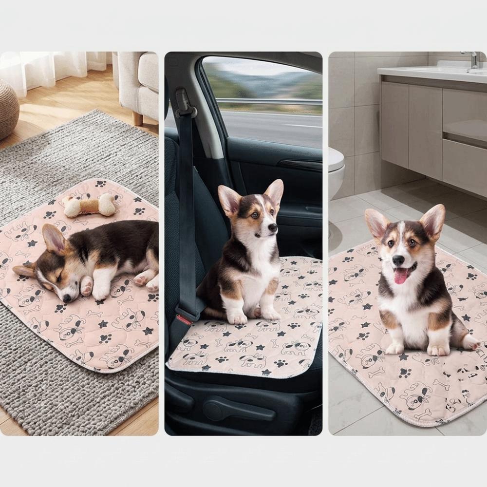 

Polyester Fabric Washable Dog Urine Pad Leak Resistant Leak Proof Pet Mat House Training 40*60cm