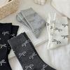 Sweet Girls Elegant Bowknot Pattern Cotton Crew Socks for Women Breathable Casual Fashion Student Middle Calf Socks