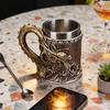 Dragon Coffee Mug with Ergonomic Handle Insulated Metal Glaze Dragon Mug for Hot Drinks Stylish Embossed Dragon Cup Gifts for Men Tea Beer Steins