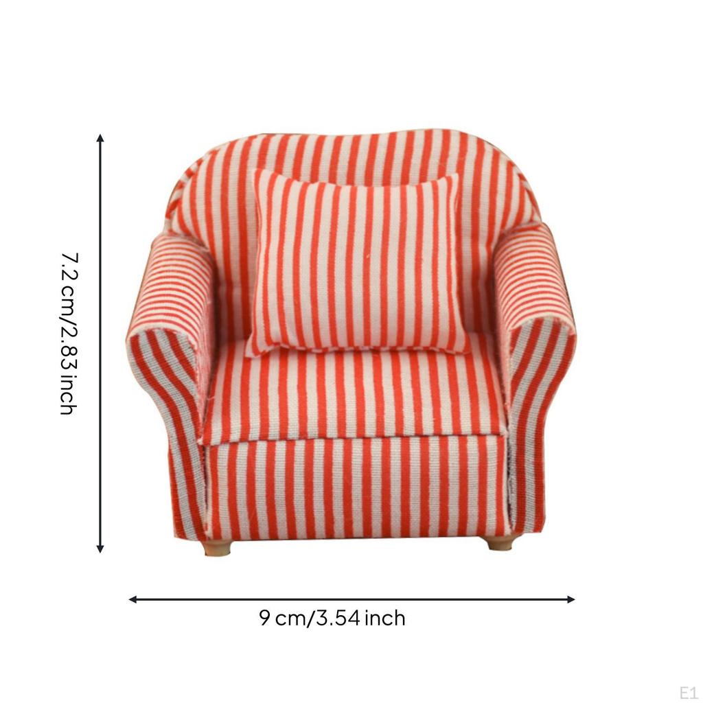 1/12 Dollhouse Sofa with Pillows Miniature Decorative Couch for Collectors,