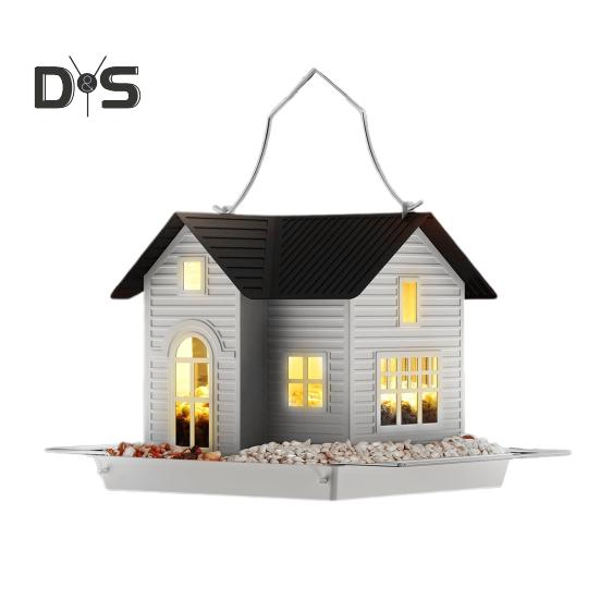 

Кормушка для птиц, подвесной металлический домик для птиц, кормушка с солнечными лампами, уличный фонарь, декор для сада, уникальные подарки для мамы, бабушки, Рождество черный белый