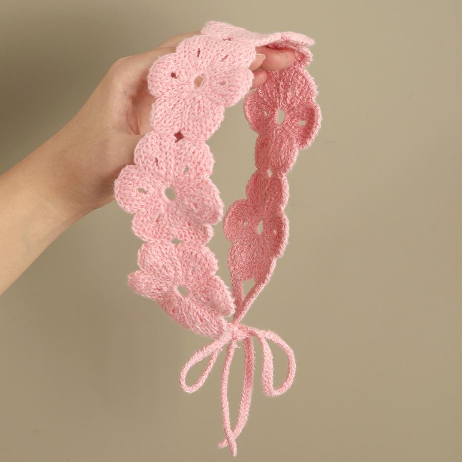 1pz Cerchietto Fiori all'Uncinetto Monocolore, Cerchietto Fiori Monocolore Bohemien, Elastico per Capelli Moda Donna, Accessorio per Capelli Cerchietto Morbido in Poliestere