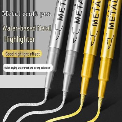 Metallic Gold Silver Craft Paint Marker - Water-Based Signature Pen for Metal