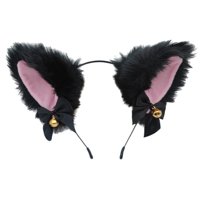 Cat Ears Headband and Furry Paws Gloves Halloween Party Costume Accessories