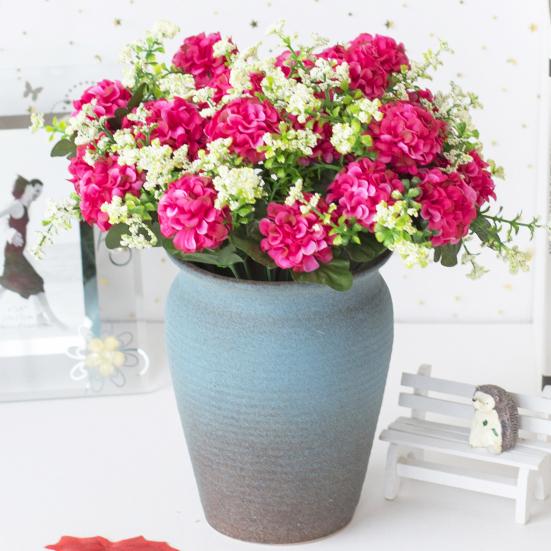 1 Bouquet Fake Flowers Charming Long-lasting 5 Heads Realistic Artificial Hydrangea Bouquet Garden Supplies