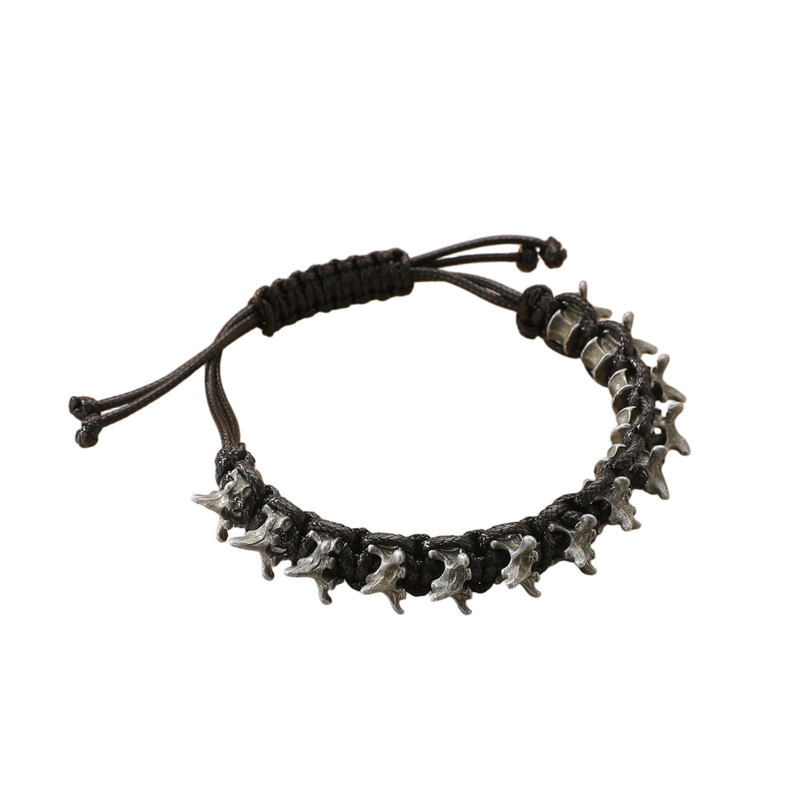 

Punk Dark Style Dragon Bone Woven Adjustable Bracelet Alloy Unisex Wrist Accessories for All Occasions чорний