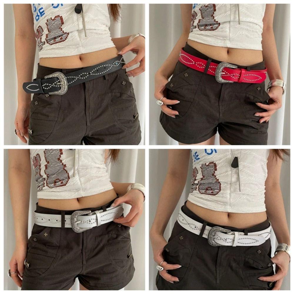 Ethnic Style Rivet Waist Belt PU Leather Dress Jeans Belt Fashion Women's Belt  Ladies