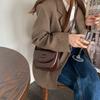 Vintage Wax Leather Saddle Bag Women Small PU Crossbody Shoulder With Flap Stitch Detail