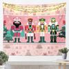 Pink Nutcracker Tapestry Christmas Wall Art for Living Room Bedroom Xmas Cute Wall Hanging Blanket Home Decor Small 70x100