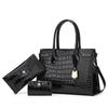 Trendy Retro Crocodile Pattern Women's Shoulder Tote Bag Set