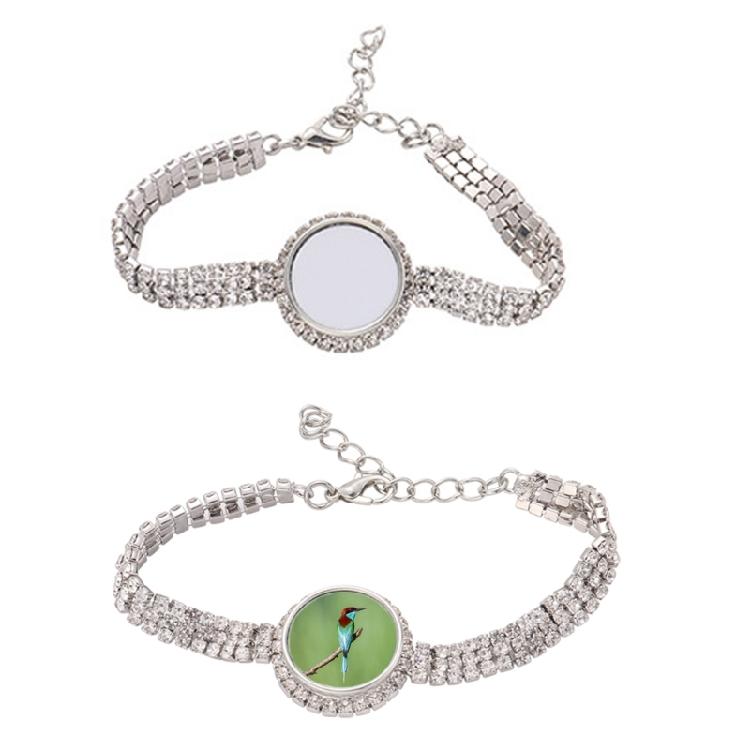 Metal Pendant Bracelets DIY Sublimation Blank Rhinestones Bracelet for Friends