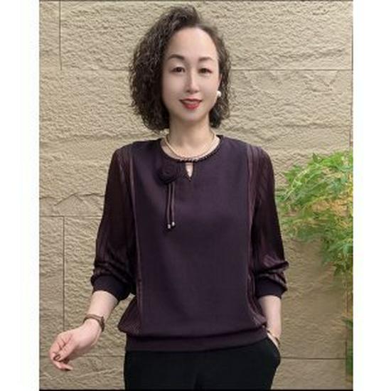 

Middle-aged Women s Spring & Autumn T-shirt Base Layer 2026 - Casual Top for Moms and Seniors 3XL