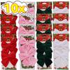 2/10pcs Christmas Flocked Bow Ornaments Multicolored DIY Hanging Bowknot Home Wedding New Year Party Festive Decoration Supplies