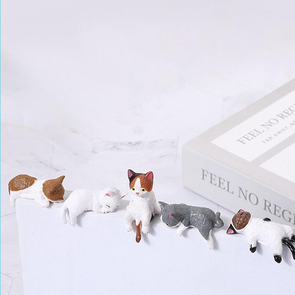 

5-Pack Cute Healing Cat Monitor Decoration - Kawaii Screen Edge Sitter Figurines for Office Desk, Anti-Loneliness Companion