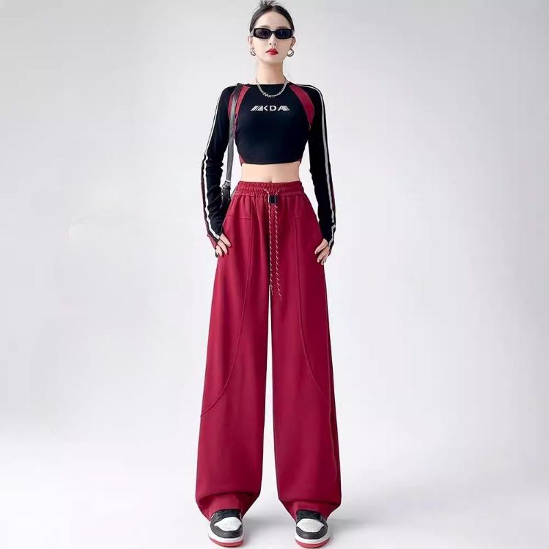 Baggy Casual Women Pants Cozy Simple Joggers Sporty Wide Leg Trousers All-match High Waist Fashion Female Basic Pants