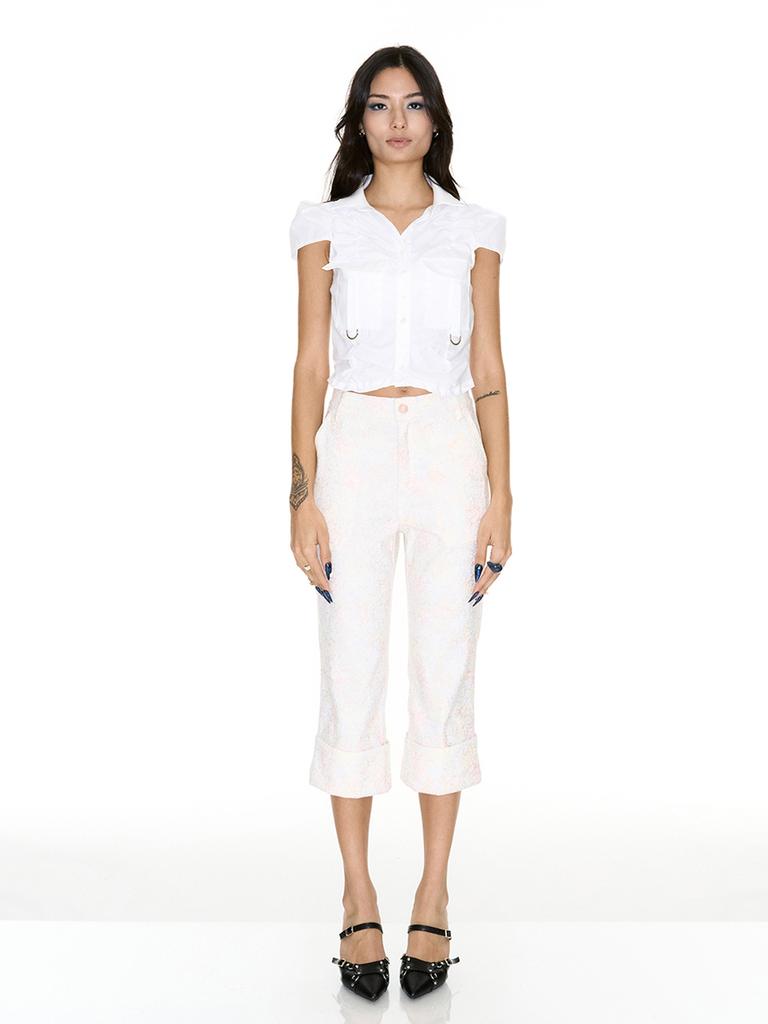 SETSETSET Tas Shirring Cargo Shirt White