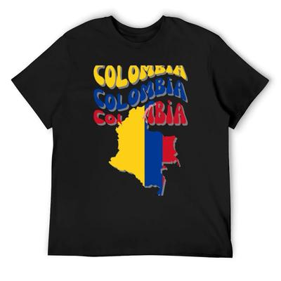 Wavy Colombia On a Black Background T-Shirt Anime Tshirt Plus Sizes Oversized T Shirts for Men