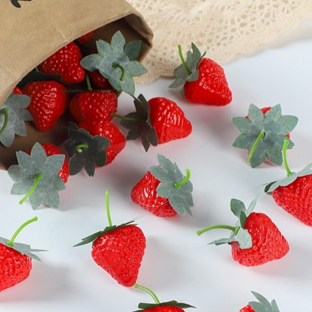10Pcs Realistic Artificial Strawberry Fruit Ornament Handicrafts Plastic Strawberries Decorative Simulation Strawberry