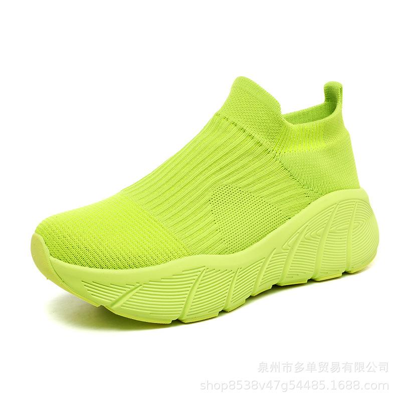 Lazy Comfortable Spring and Autumn Fly-woven Socks Shoes Thick-soled Large-size Sports Shoes Shock-absorbing Running Shoes