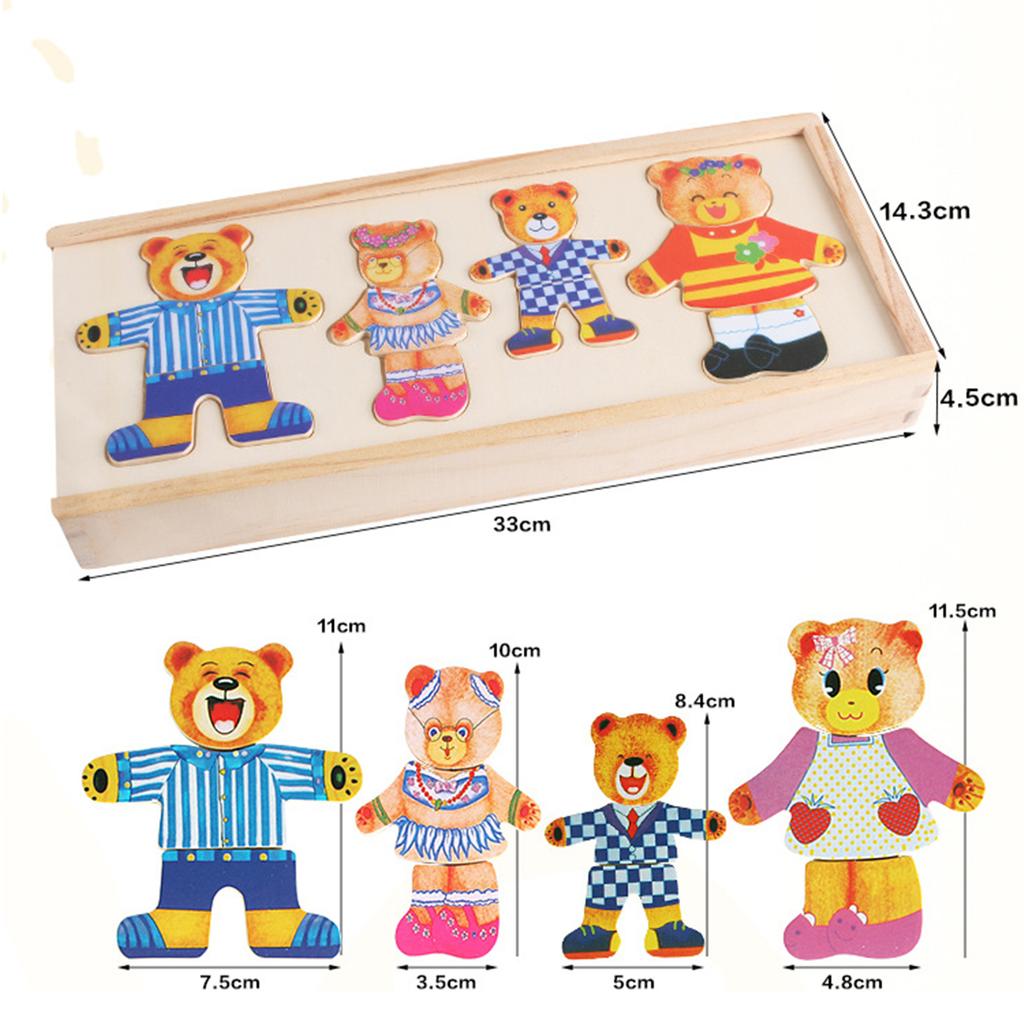 Montessori Bear Dress-Up Puzzle Jigsaw Toy Logical Reasoning Exercise Toy Kids Party Favors Toy