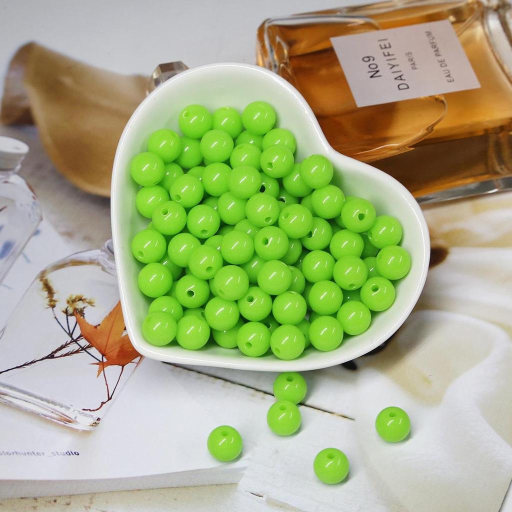 Acrylic Round Beads - Solid Candy Colors for DIY Jewelry Making and Crafts