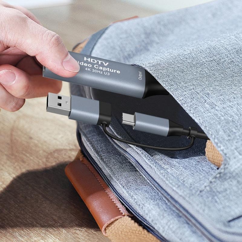 Spielvideo-Aufnahmekarte Typ C+USB auf HDTV 4K 30Hz 1080P 60Hz Recorder Video-Gaming-Camcorder Niedrige Latenz Konverter