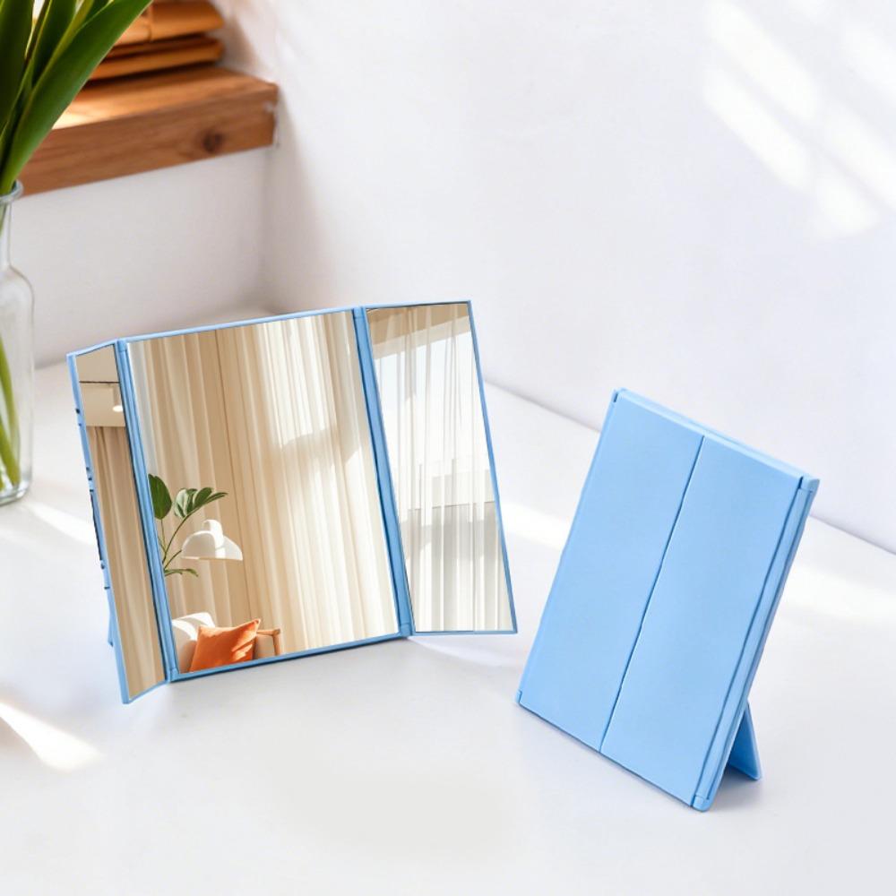 Pink Tri-Fold Makeup Mirror Foldable Travel Vanity Cosmetic Mirror  Tabletop синий