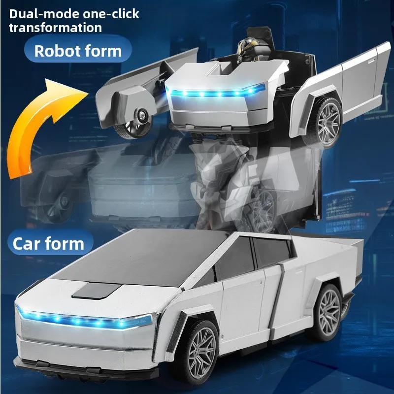 Transforming Robot Car Toy for Kids 2.4GHz Remote Control Vehicle with LED Lights 360° Spin Drift Mode Gift for Boys