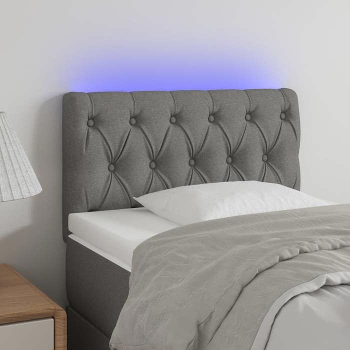 VidaXL Tête de Lit à LED Meuble de Chambre à Coucher Accessoire de Lit Simple Tête de Cadre de Lit Intérieur Gris Foncé 3121923