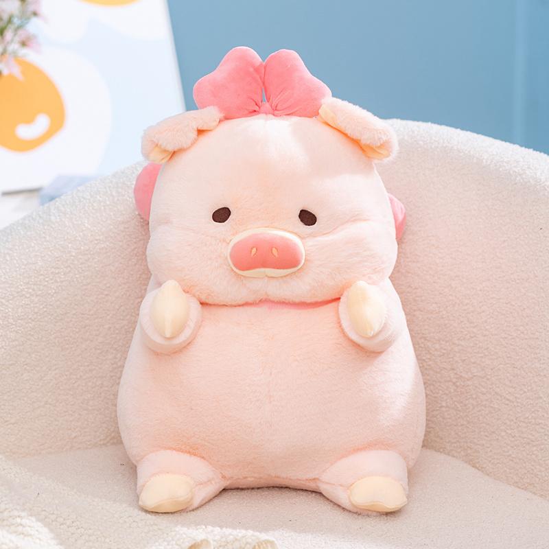 Stuffed Doll Multi Size Pig Plush Toy Pink Bow Soft Cute Stuffed Animal Home Room Decor Holiday Gift Collection Set